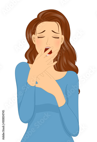 Girl Yawn Sleepy Covering Mouth