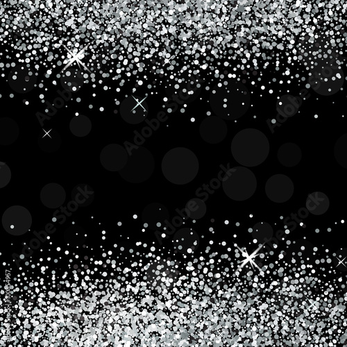 Shiny silver glitter on black  background