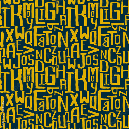 Seamless vintage style pattern, uneven grunge letters of random