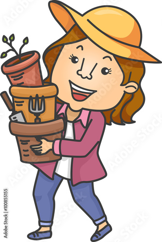 Girl Carrying Gardening Too...