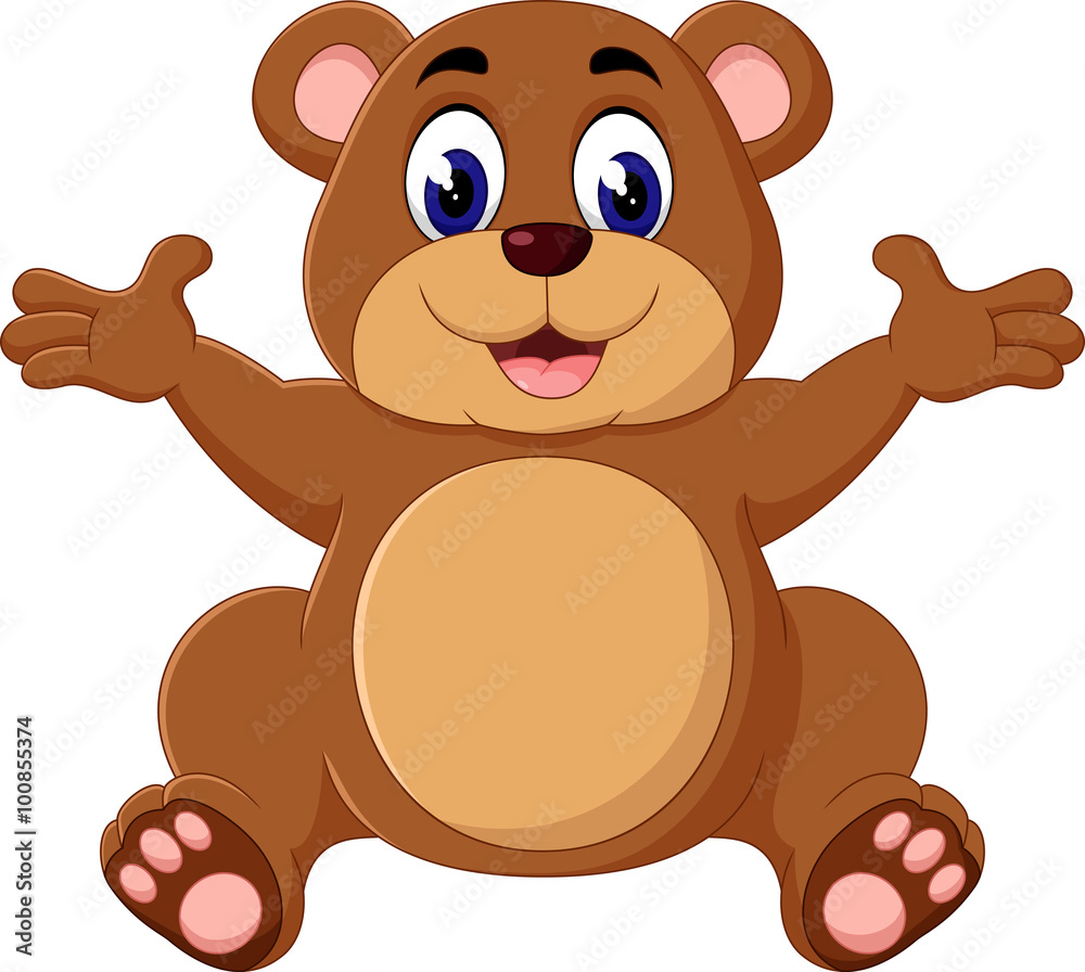 Fototapeta premium Cartoon teddy bear waving hand 