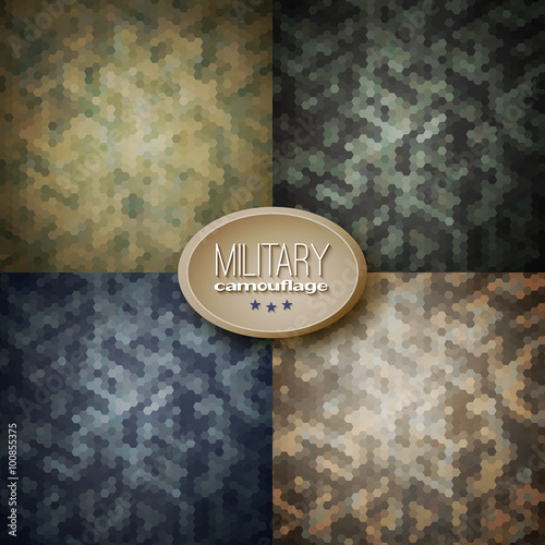 Military camouflage backgrounds (jungle, woodland, blueberries,