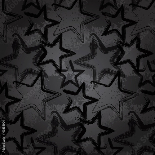Grunge rock star background, brush smear stars