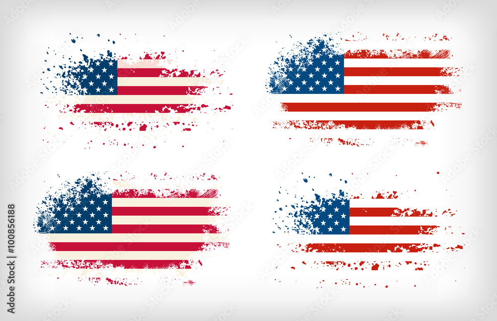 Grunge american ink splattered flag vectors - obrazy, fototapety, plakaty 