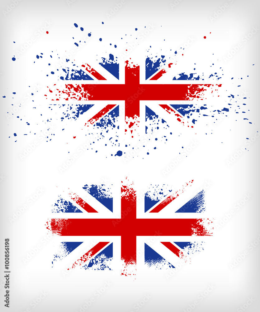 Fototapeta premium Grunge British ink splattered flag vectors