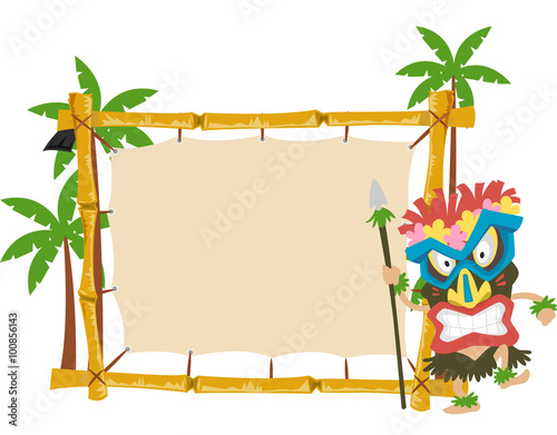 Man Tiki Mask Coconut Banner