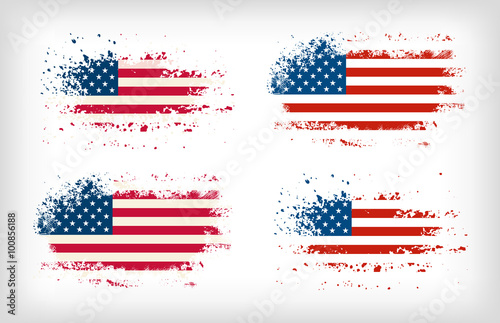 Grunge american ink splattered flag vectors