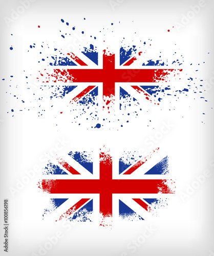 Grunge British ink splattered flag vectors