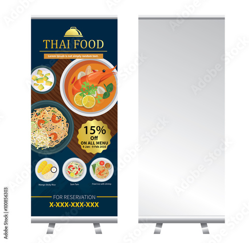 thai food roll up  banner stand design