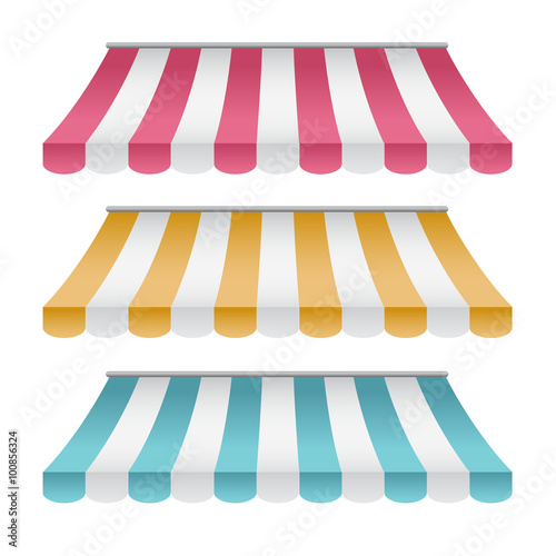 Set Of Striped Awnings : Vector Illustration