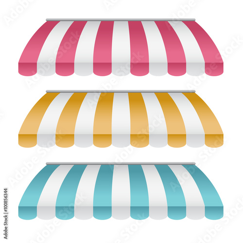 Set Of Striped Awnings : Vector Illustration