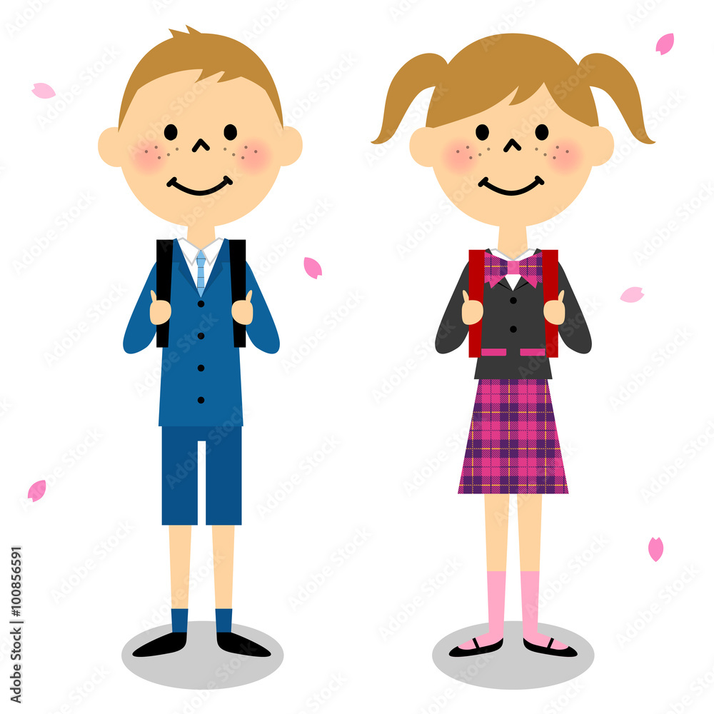 入学式イメージ（小学生男の子、女の子）