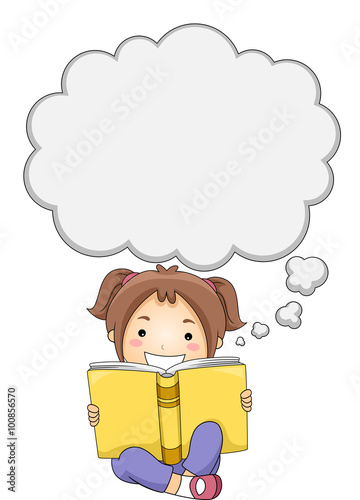 Kid Girl Book Thought Bubble