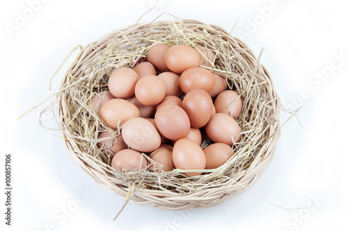 eggs in a rattan basket