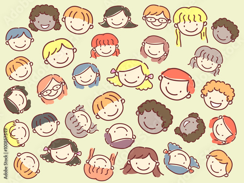 Stickman Diverse Kids Heads