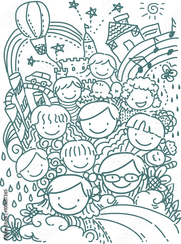 Stickman School Kids Happy ...