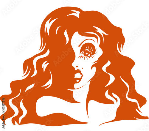 Drag Queen Stencil Long Hair