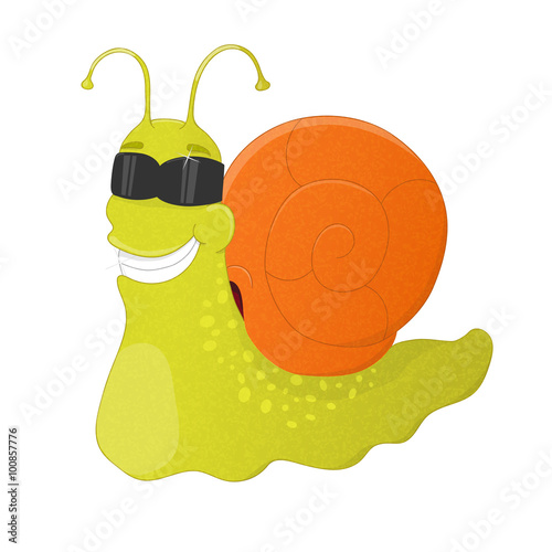 Childish snail in sunglasses