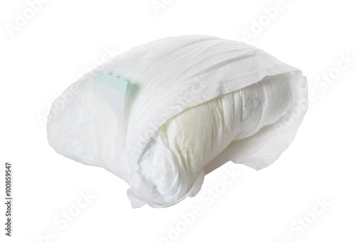 Photographie full diaper / full diaper of a baby isolated over a white background