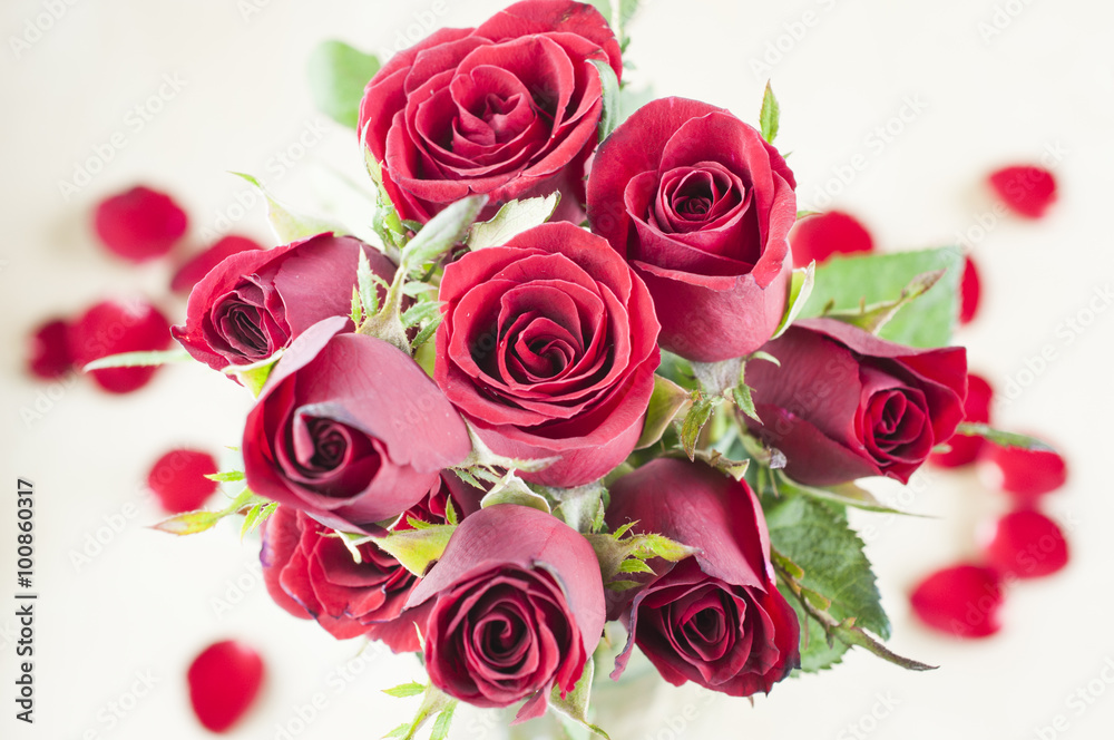 Bouquet of beautiful red roses in vase Bouquet of beautiful red roses in vase