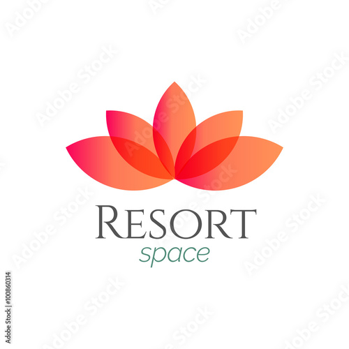 Abstract Orange Overlaping Flower Resort Spa Logo icon, Isolated in White Background