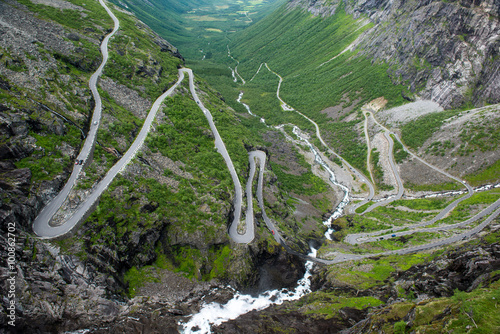 View to the mountain road Trollstigen, Norway