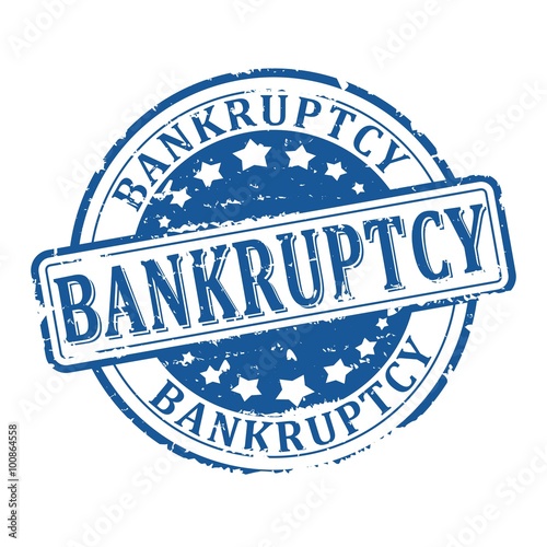 Damaged round blue stamp with the word - bankruptcy - vector eps