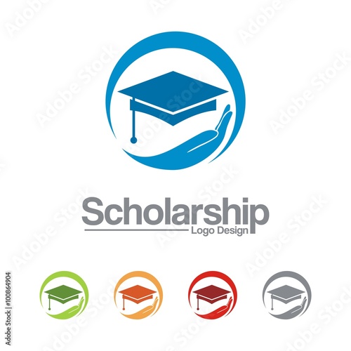 Education Logo - Scholarships, Graduation Caps, Hand, Circle Design Logo Vector