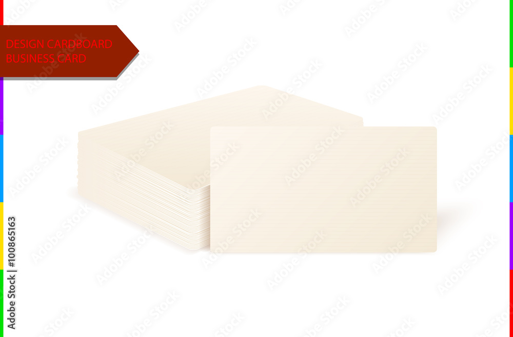 Stack of blank design cardboard texture business card on white background with soft shadows. Pile of beige card empty template presentation. Vector illustration Stack of blank design cardboard texture business card on white background with soft shadows. Pile of beige card empty template presentation. Vector illustration