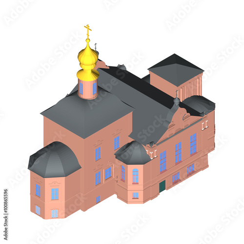 Church building Isometric 3D icon. Vector illustration eps 10.