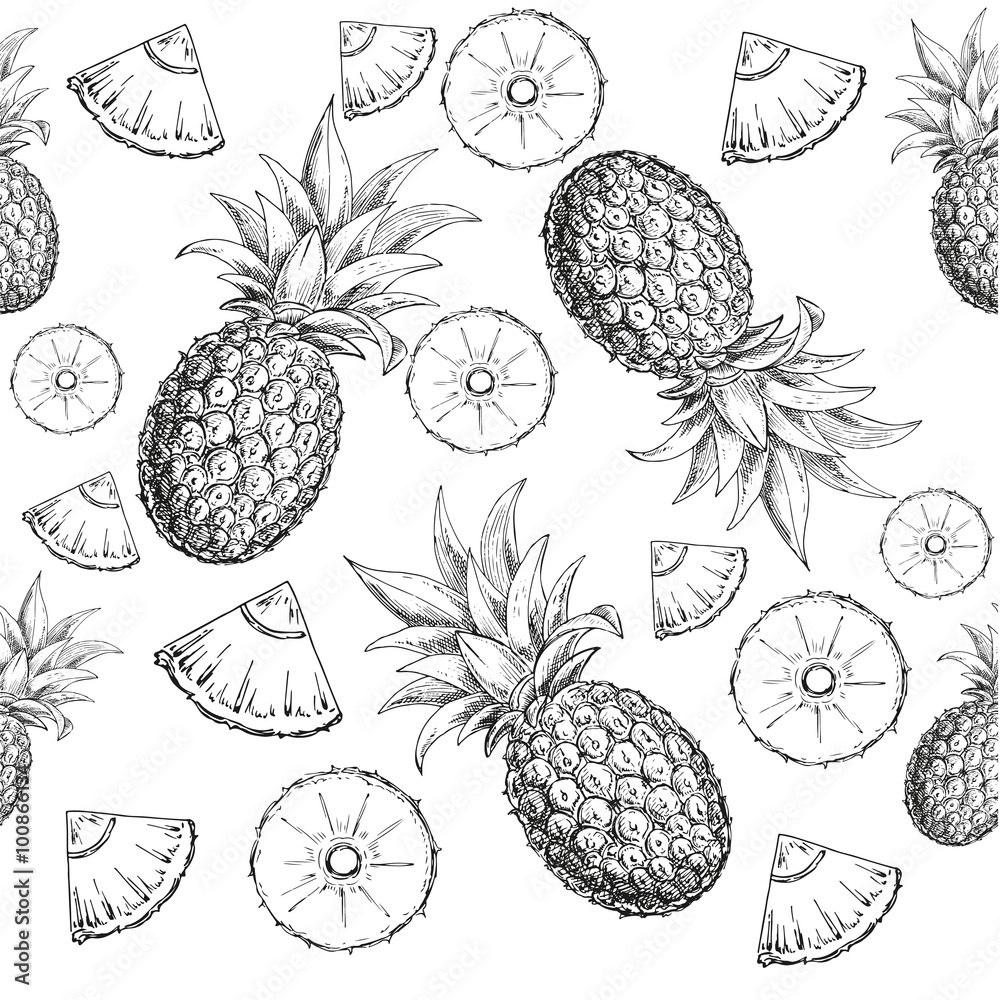 hand drawn seamless pattern a pineapple hand drawn seamless pattern a pineapple