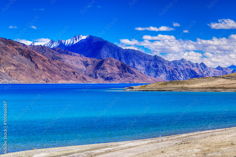 Mountains,Pangong tso (Lake),Leh Ladakh,Jammu and Kashmir,India
