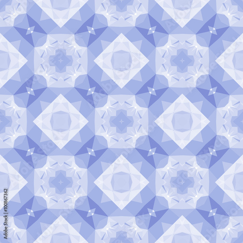 Seamless vector pattern with abstract blue crystals