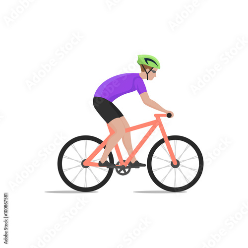 Fototapeta Naklejka Na Ścianę i Meble -  Vector illustration of cyclist on bike; biker and bicycling; spo