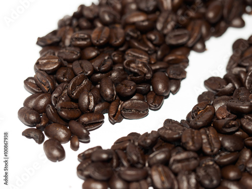 Roasted coffee beans On White Background