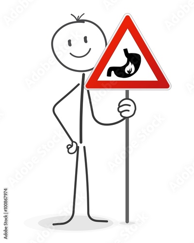 Strichmännchen mit Sodbrennen Schild