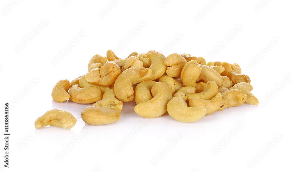 cashew nuts heap on white background cashew nuts heap on white background
