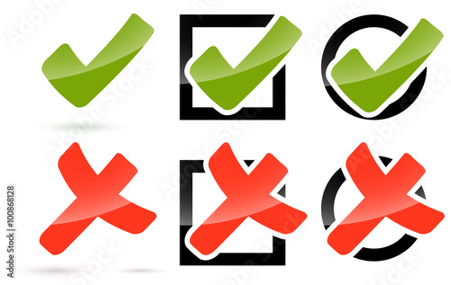 red and green check mark and cross