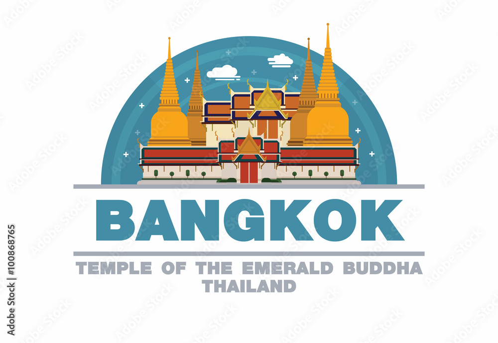Temple of the emerald Buddha in Bangkok,Thailand Logo symbol