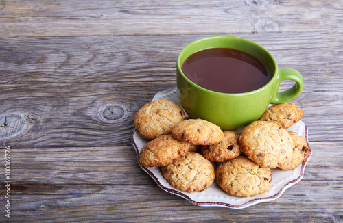 Oatmeal cookies tasty breakfast, cereal in spoon