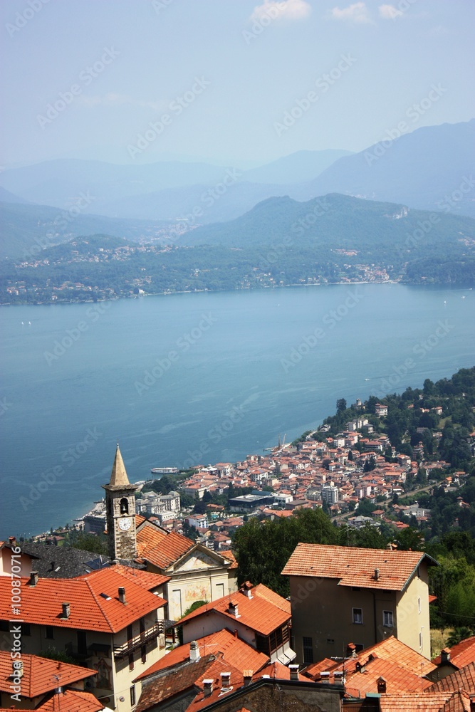 Lake Lago Maggiore in Italy view from village Levo to Stresa