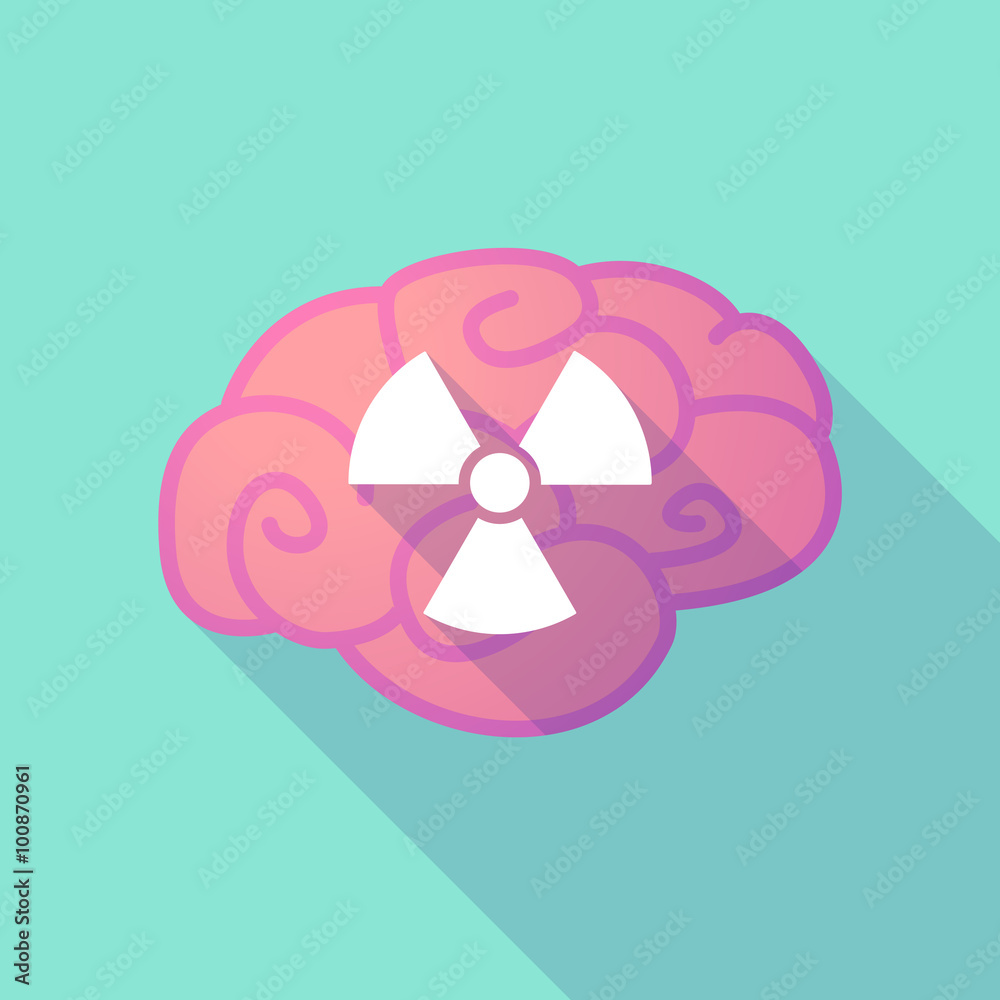 Long shadow brain with a radio activity sign Long shadow brain with a radio activity sign