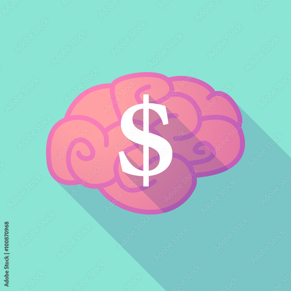 Long shadow brain with a dollar sign Long shadow brain with a dollar sign