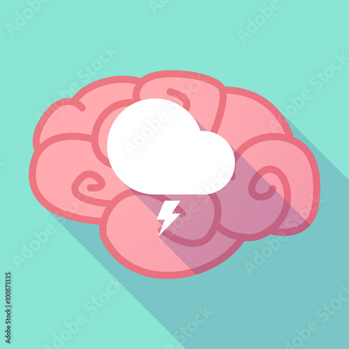 Long shadow brain with  a stormy cloud
