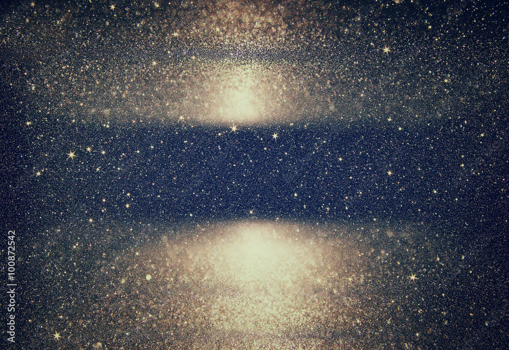 Fototapeta premium glitter vintage lights background. light silver, gold, black. defocused.