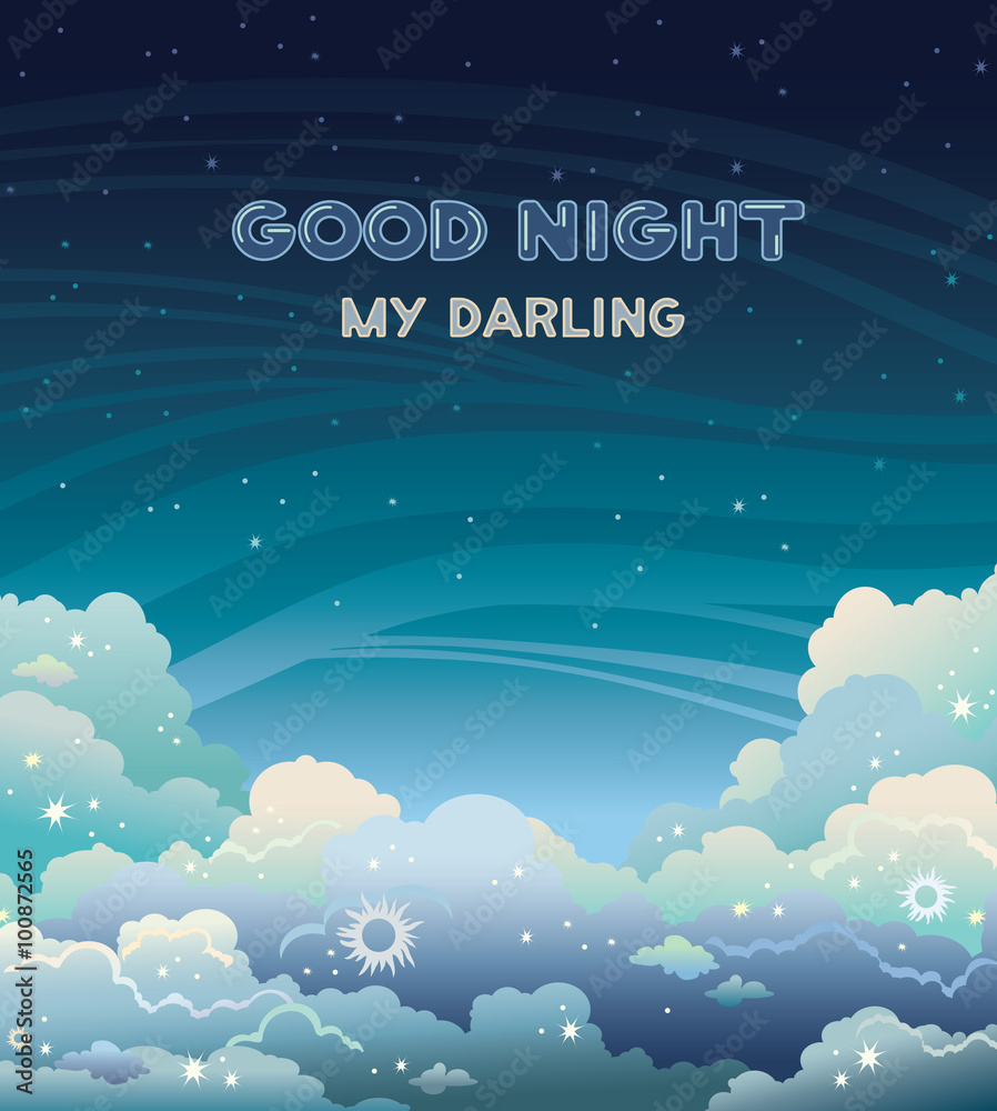 good night my darling - cloudy starry sky. Stock Vector | Adobe Stock