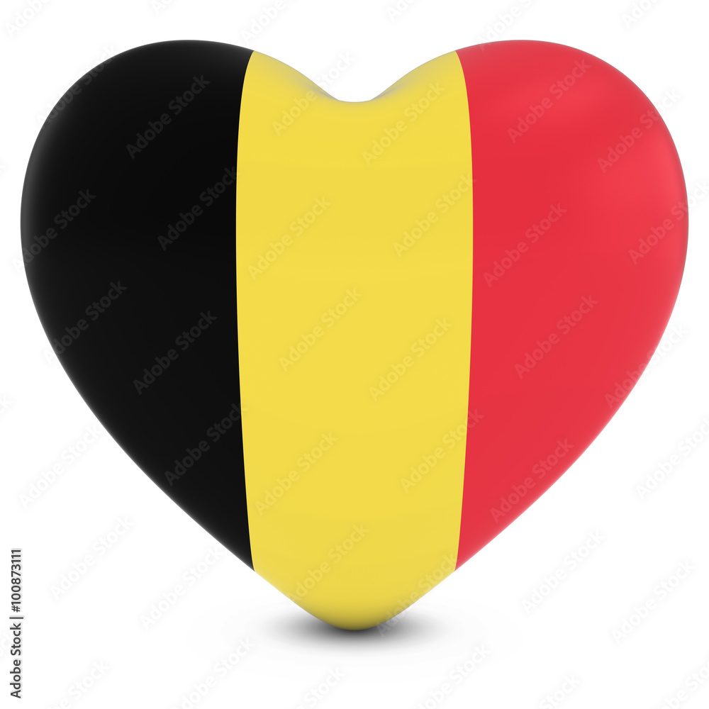 Fototapeta premium Love Belgium Concept Image - Heart textured with Belgian Flag