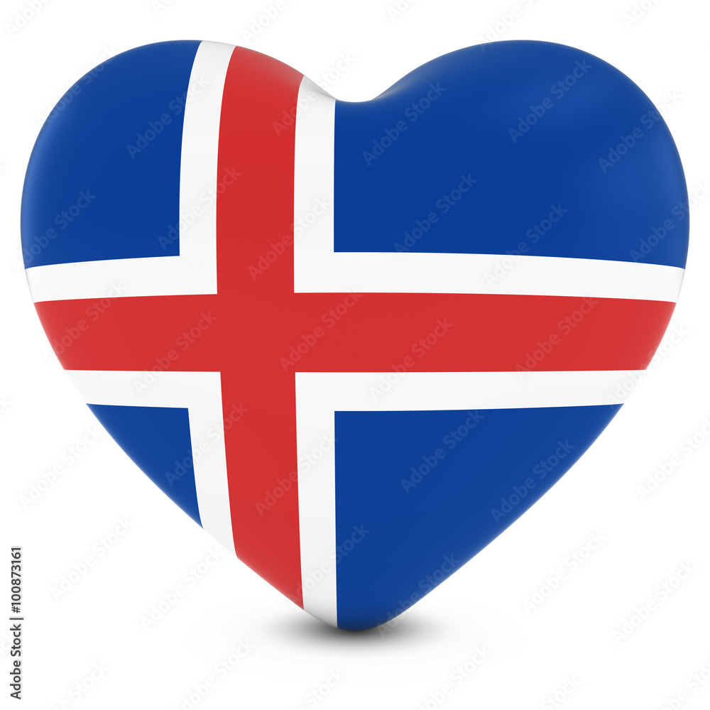 Fototapeta premium Love Iceland Concept Image - Heart textured with Icelandic Flag