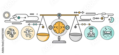 Diagnosis of Brain Psychology Flat Design