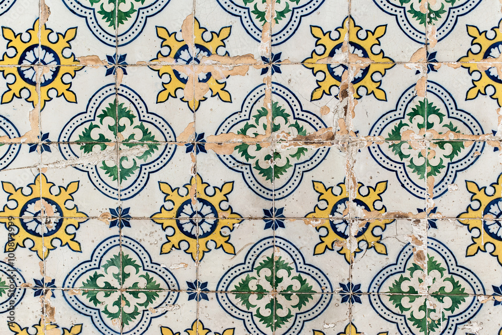 Traditional tiles azulejos Lisbon, Portugal Traditional tiles azulejos Lisbon, Portugal